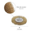 Cepillo Acero Latonado Para Taladro. Disco Diámetro 75 mm. Espiga 1/4" Cepillo Taladro