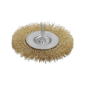 Cepillo Acero Latonado Para Taladro. Disco Diámetro 100 mm. Espiga 1/4"