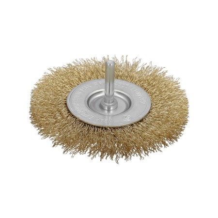 Cepillo Acero Latonado Para Taladro. Disco Diámetro 100 mm. Espiga 1/4"