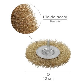 Cepillo Acero Latonado Para Taladro. Disco Diámetro 100 mm. Espiga 1/4"
