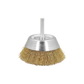 Cepillo Acero Latonado Para Taladro Taza Diámetro 75 mm. Espiga 1/4" Cepillo Taladro Alambre Latón