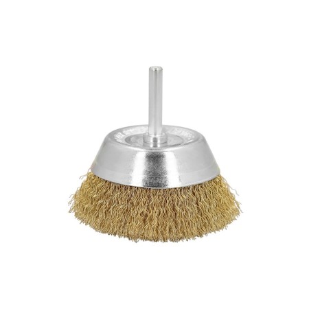 Cepillo Acero Latonado Para Taladro Taza Diámetro 75 mm. Espiga 1/4" Cepillo Taladro Alambre Latón