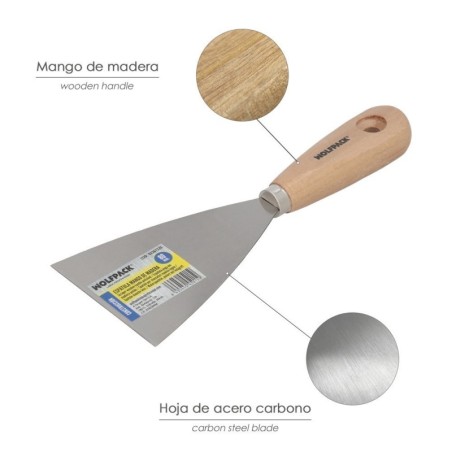 Espátula Mango Madera Hoja Acero 80 mm. Espátula Yeso, Espátula Pintor, Espátula Masillas