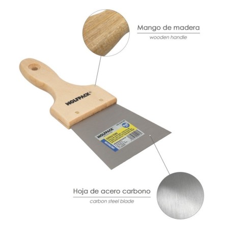 Espátula Techos Mango Madera Hoja Acero 90 x 100 mm. Espátula Yeso, Espátula Pintor, Espátula Masillas