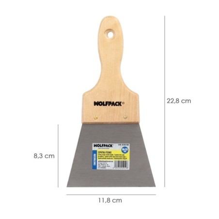 Espátula Techos Mango Madera Hoja Acero 90 x 120 mm. Espátula Yeso, Espátula Pintor, Espátula Masillas, Espátula Pladur, etc..
