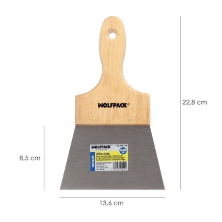 Espátula Techos Mango Madera Hoja Acero 90 x 140 mm. Espátula Yeso, Espátula Pintor, Espátula Masillas, Espátula Pladur, etc..
