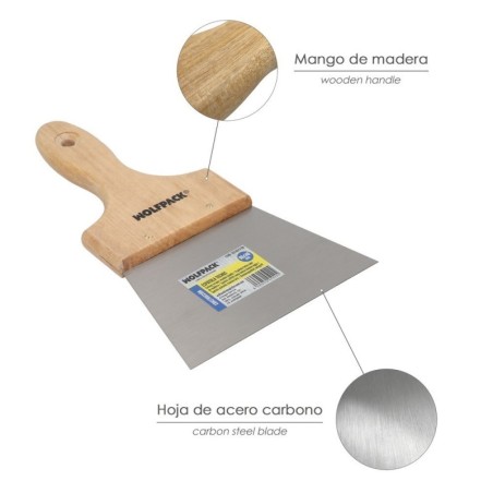 Espátula Techos Mango Madera Hoja Acero 90 x 140 mm. Espátula Yeso, Espátula Pintor, Espátula Masillas