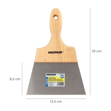Espátula Techos Mango Madera Hoja Acero 90 x 160 mm. Espátula Yeso, Espátula Pintor, Espátula Masillas, Espátula Pladur, etc..