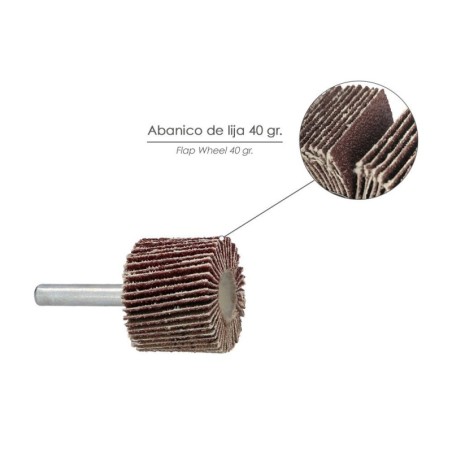 Abanico Lija Grano 40 Medida Diámetro 30 x 25 mm. Disco Abrasivo Laminas, Ruedas Mil Hojas