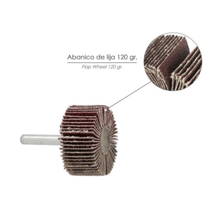 Abanico Lija Grano 120 Medida Diámetro 40 x 20 mm. Disco Abrasivo Laminas, Ruedas Mil Hojas
