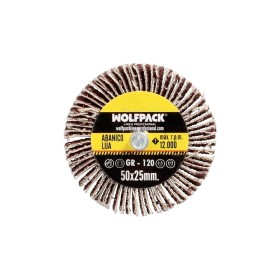 Abanico Lija Grano 120 Medida Diámetro 50 x 25 mm. Disco Abrasivo Laminas, Ruedas Mil Hojas