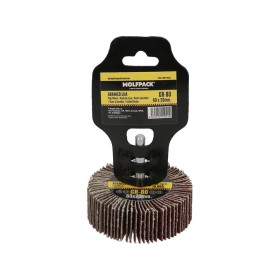 Abanico Lija Grano 80 Medida Diámetro 60 x 20 mm. Disco Abrasivo Laminas, Ruedas Mil Hojas