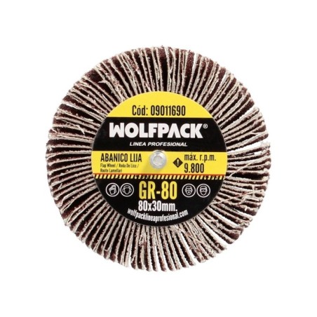 Abanico Lija Grano 80 Medida Diámetro 80 x 30 mm. Disco Abrasivo Laminas, Ruedas Mil Hojas