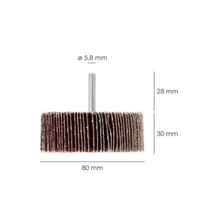 Abanico Lija Grano 120 Medida Diámetro 80 x 30 mm. Disco Abrasivo Laminas, Ruedas Mil Hojas