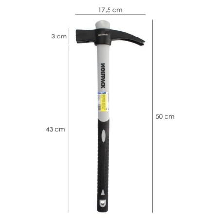 Martillo Encofrador Magnético Fibra Vidrio Mango Fibra Vidrio Con Empuñadura Antideslizante. 700 Gramos 50 cm.