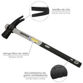 Martillo Encofrador Magnético Fibra Vidrio Mango Fibra Vidrio Con Empuñadura Antideslizante. 700 Gramos 50 cm.
