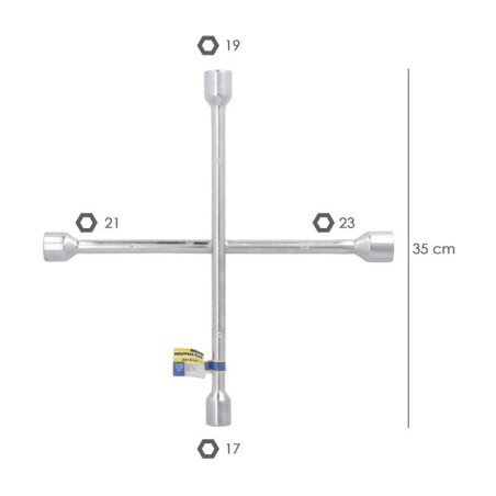 Llave Cruz WOLFPACK 17x19x21x23 mm. Para Coche