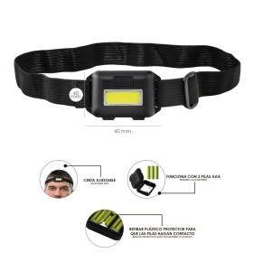 Linterna Led Frontal Cabeza Ajustable 120 Lúmenes, 3 Modos, Cinta Ajustable, 3 Baterías AAA Incluidas