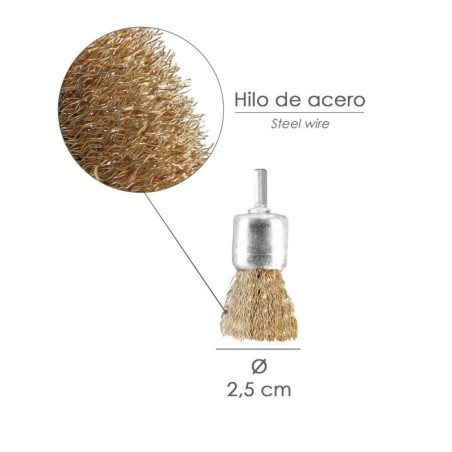 Cepillo Acero Latonado Brocha 25 mm. 1/4"