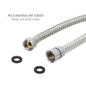 Flexo / Manguera Ducha Acero Inoxidable 2,00 Metros Accesorios de Latón. Flexible, Resistente a Torceduras, Conexión Estándar