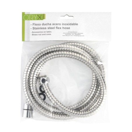 Flexo / Manguera Ducha Acero Inoxidable 2,00 Metros Accesorios de Latón. Flexible, Resistente a Torceduras, Conexión Estándar