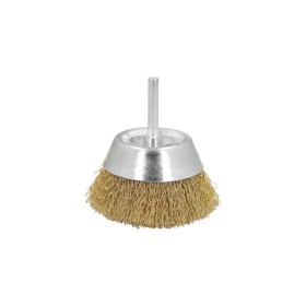 Cepillo Acero Latonado Para Taladro Taza Diámetro 50 mm. Espiga 1/4" Cepillo Taladro Alambre Latón