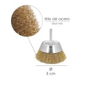 Cepillo Acero Latonado Para Taladro Taza Diámetro 50 mm. Espiga 1/4" Cepillo Taladro Alambre Latón