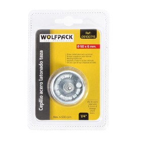 Cepillo Acero Latonado Para Taladro Taza Diámetro 50 mm. Espiga 1/4" Cepillo Taladro Alambre Latón