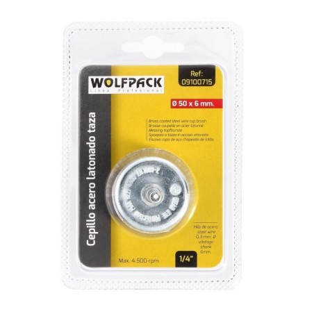 Cepillo Acero Latonado Para Taladro Taza Diámetro 50 mm. Espiga 1/4" Cepillo Taladro Alambre Latón