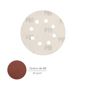 Lija Recambio Velcro Disco Diámetro 125 mm. con Agujeros Grano 80 (10 Piezas)