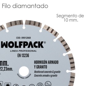 Disco Diamante Hormigón Armado / Granito Diámetro 230 mm. Segmento Diamantado 10 mm.