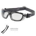 Gafas de Seguridad Acolchadas Cristales Transparentes Con Patillas o Goma Elástica. Patillas Engomadas EN/166