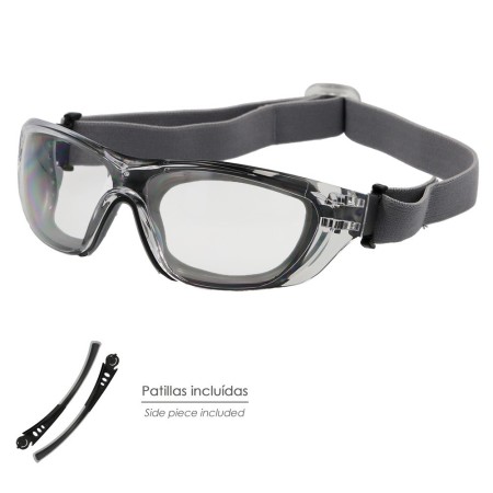 Gafas de Seguridad Acolchadas Cristales Transparentes Con Patillas o Goma Elástica. Patillas Engomadas EN/166