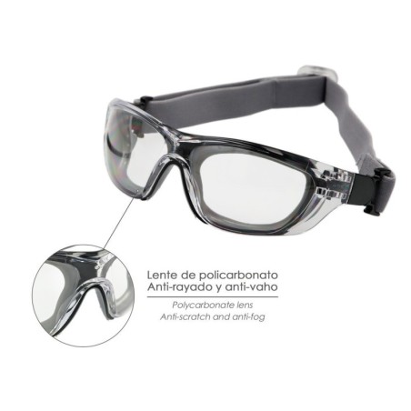 Gafas de Seguridad Acolchadas Cristales Transparentes Con Patillas o Goma Elástica. Patillas Engomadas EN/166