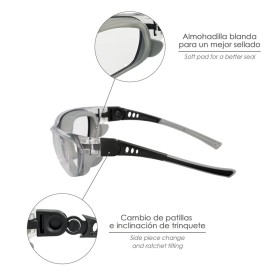 Gafas de Seguridad Acolchadas Cristales Transparentes Con Patillas o Goma Elástica. Patillas Engomadas EN/166