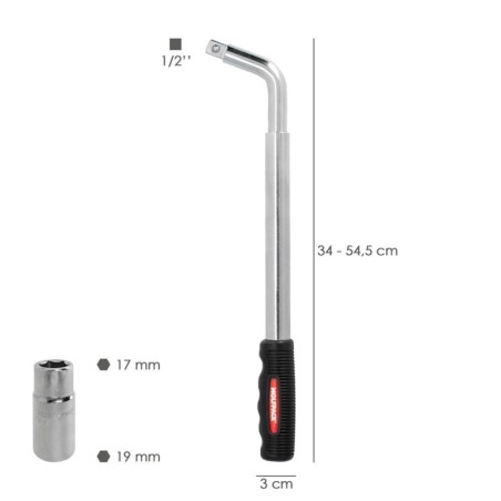 Llave Extensible Para Rueda de Coche 17x19 mm. Llave Cruz, Llave Telescópica Neumáticos,