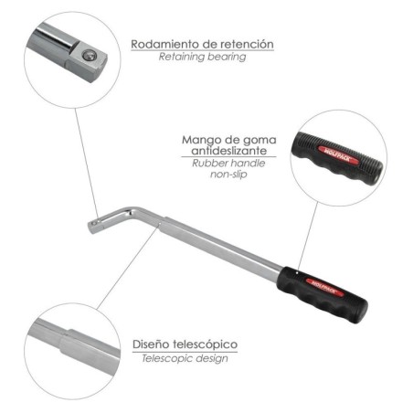 Llave Extensible Para Rueda de Coche 17x19 mm. Llave Cruz, Llave Telescópica Neumáticos,