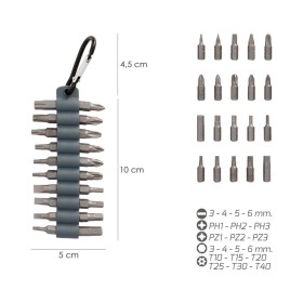 Juego De 20 Puntas Con mosquetón Para Cinturón. Acero Cromo Vanadio.