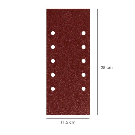 Lija Recambio Con Velcro 115x280 mm. con Agujeros Grano 120 (10 Piezas)