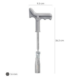 Llave Bujías Articulada 16 mm. Con Mango T