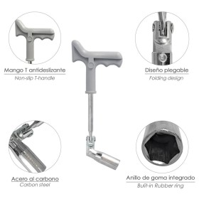 Llave Bujías Articulada 16 mm. Con Mango T