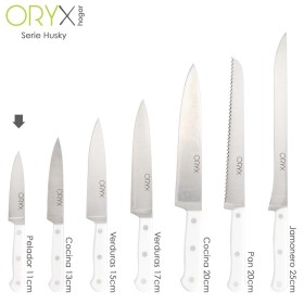 Cuchillo Husky Pelador 11 cm. Hoja Acero Inoxidable, Cuchillo Verduras, Cuchillo Cortar Verduras Mango Ergonómico Blanco