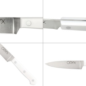 Cuchillo Husky Cocina 13 cm. Hoja Acero Inoxidable, Cuchillo Carne, Cuchillo Pescado, Cuchillo Chef, Mango Ergonómico Blanco