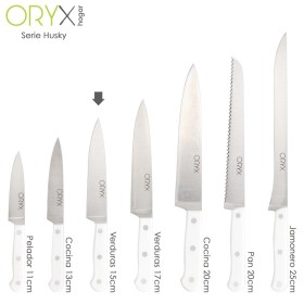 Cuchillo Husky Verduras 15 cm. Hoja Acero Inoxidable, Cuchillo Verduras, Cuchillo Cortar Verduras Mango Ergonómico Blanco