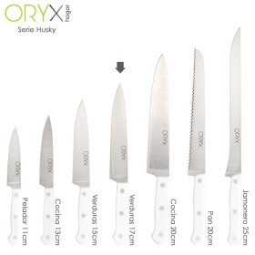Cuchillo Husky Verduras 17 cm. Hoja Acero Inoxidable, Cuchillo Verduras, Cuchillo Cortar Verduras Mango Ergonómico Blanco