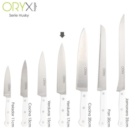 Cuchillo Husky Verduras 17 cm. Hoja Acero Inoxidable, Cuchillo Verduras, Cuchillo Cortar Verduras Mango Ergonómico Blanco
