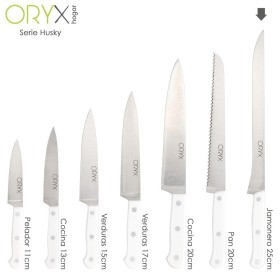 Cuchillo Husky Jamonero 25 cm. Hoja Acero Inoxidable, Cuchillo Jamón, Cuchillo Cortar Jamón Mango Ergonómico Blanco