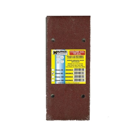 Lija Recambio Con Velcro 115x280 mm. con Agujeros Grano 80 (10 Piezas)