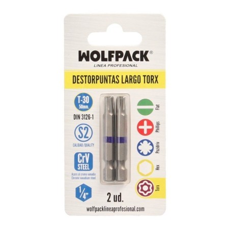 Puntas Largas Destornillador Torx T30 (2 Piezas). Acero S2 al Cromo Vanadio. Puntas Hexagonales, Destorpuntas,