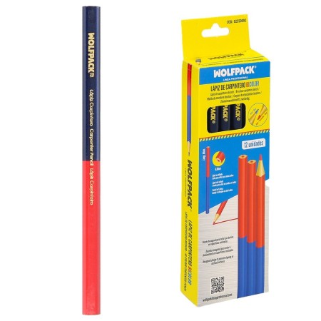 Lápiz Carpintero Bicolor 18 cm. (12 Unidades) Lápiz Marcador, Lápiz Carpintería, Marcador Obra Color Rojo / Azul